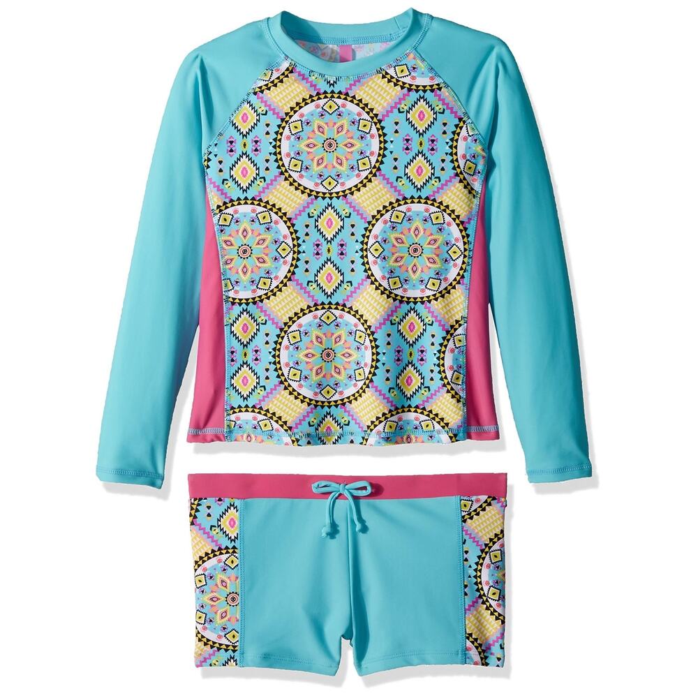 YMI Girls Road Trip Rash Guard Two Piece Multi-Colored Size 7/8